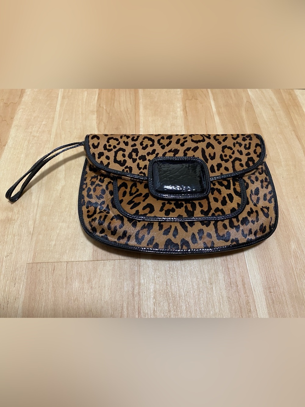 Lauren Merkin leopard print calfhair clutch